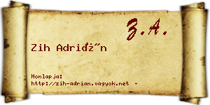Zih Adrián névjegykártya
